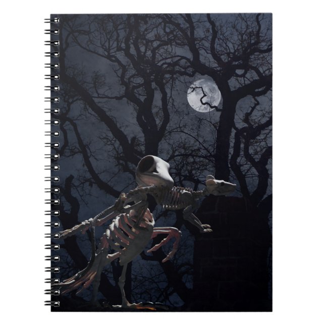 Caderno Espiral Raven e Rato Esqueleto à Lua (Frente)