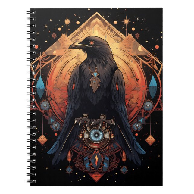 Caderno Espiral Raven Totem, notebook Spirit Crow (Frente)