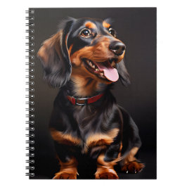 Caderno Espiral Realismo Dachshund Retrato Vertical