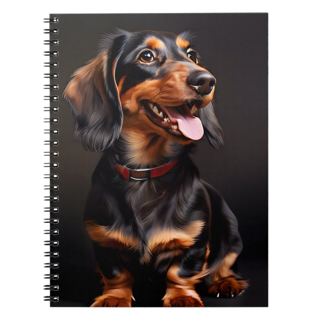 Caderno Espiral Realismo Dachshund Retrato Vertical (Frente)