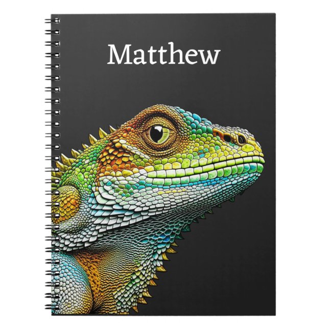 Caderno Espiral Realista Lizard Iguana Personalizado (Frente)
