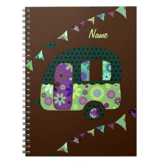 Caderno Espiral Reboque shabbychic, camper, bunda de caravana