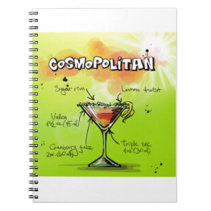 Caderno Espiral Receita cosmopolita - presente do cocktail