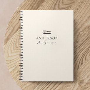 Caderno Espiral Receita de Assar Nome de Família Neutro Minimalist