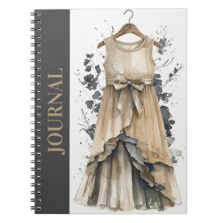 Caderno Espiral Receita de bege-preto elegante (LBD)