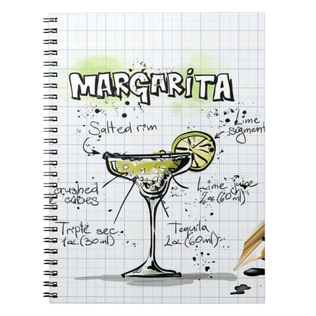 Caderno Espiral Receita de Cocktail Margarita (Frente)