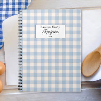 Caderno Espiral Receita de Gingham Azul Pastel