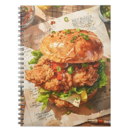 Caderno Espiral Receita de Hambúrguer de Frango Frito Gourmet em A