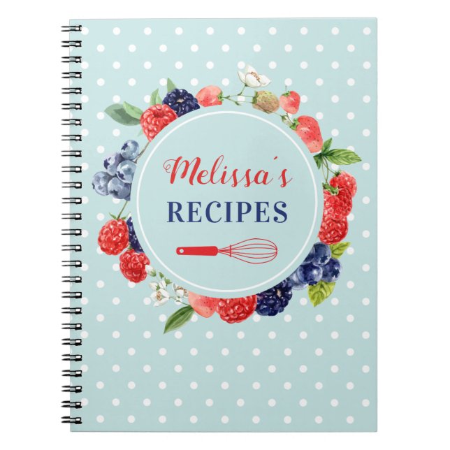 Caderno Espiral Receita de Sobremesa de Cozinha Retro Personalizad (Frente)