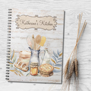 Caderno Espiral Receita de Utensílios de Cozinha Rústica de Fazend