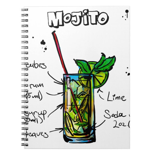 Caderno Espiral Receita do cocktail de Mojito (Frente)