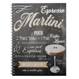 Caderno Espiral Receita do quadro calcário Espresso Martini