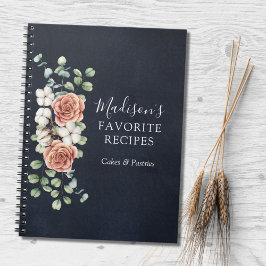 Caderno Espiral Receita Floral Botânica Rústica de Rosa Eucalipto
