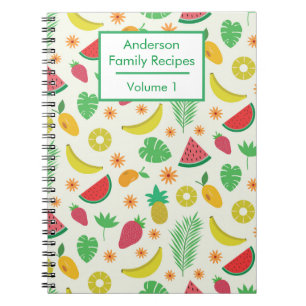 Caderno Espiral Receita Personalizada de Frutas Tropicais de Verão