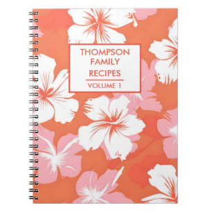 Caderno Espiral Receita personalizada de hibisco de pêssego tropic