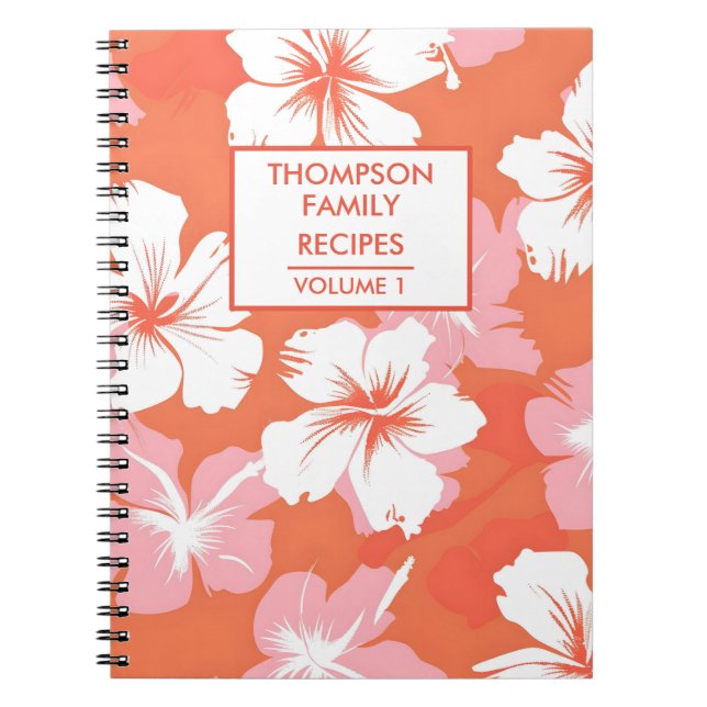 Caderno Espiral Receita personalizada de hibisco de pêssego tropic (Frente)