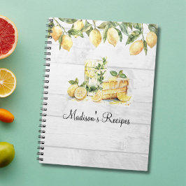 Caderno Espiral Receita Personalizada de Limão Amarelo de Verão 
