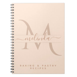 Caderno Espiral Receita Personalizada de Texto Feminina com Monogr