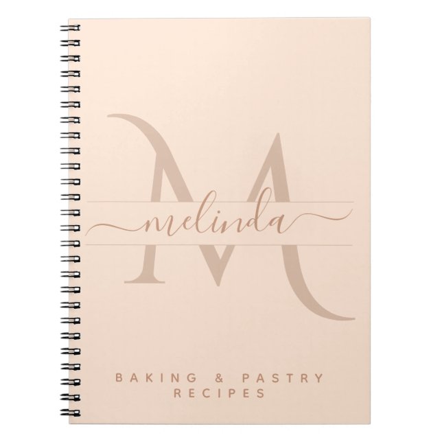 Caderno Espiral Receita Personalizada de Texto Feminina com Monogr (Frente)