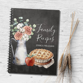 Caderno Espiral Receita Preta de Família de Fazenda Rústica