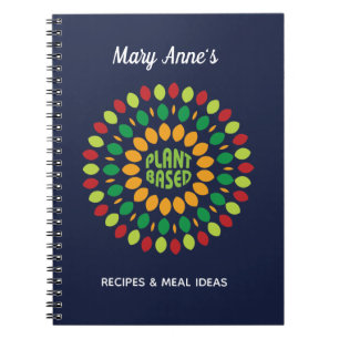 Caderno Espiral Receitas Baseadas em Plantas com Folha de Mandala
