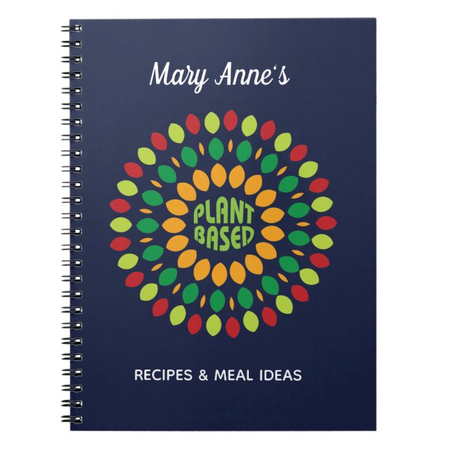 Caderno Espiral Receitas com Base em Plantas com Folha de Mandala (Frente)