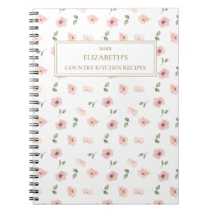 Caderno Espiral Receitas conhecidas personalizadas florais