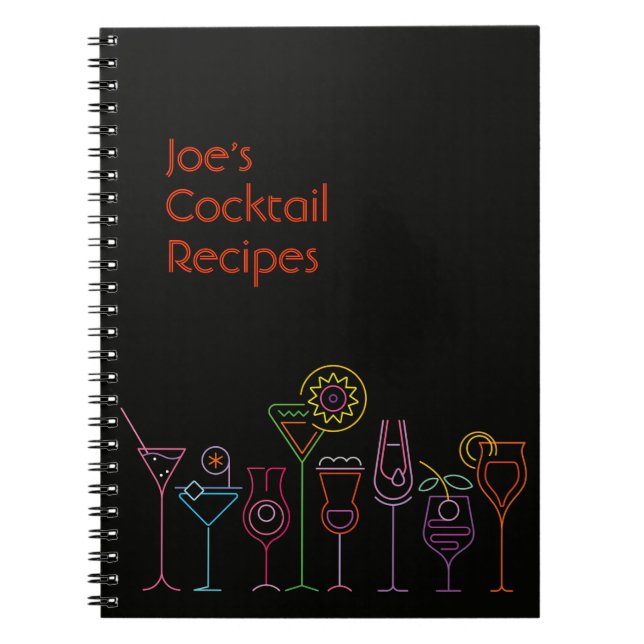 Caderno Espiral Receitas customizáveis do cocktail (Frente)