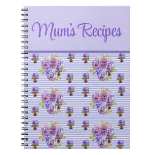 Caderno Espiral Receitas da Mamãe Viola Lilás Roxo Floral Flor