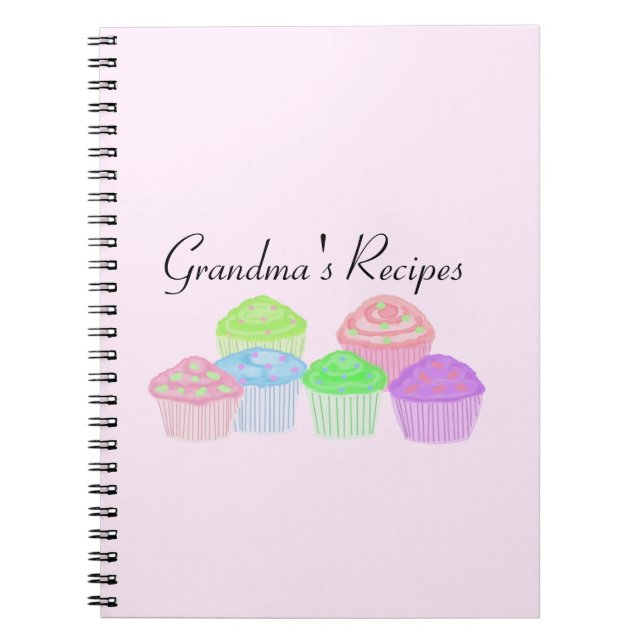 Caderno Espiral Receitas da vovó - Cupcakes Foscos (Frente)