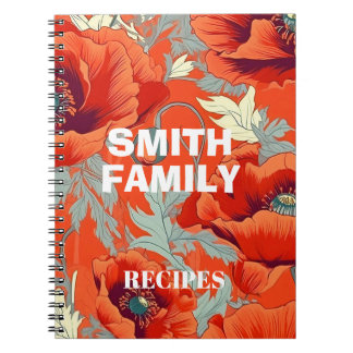 Caderno Espiral Receitas de cozinha personalizada floral