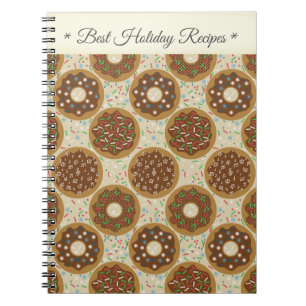 Caderno Espiral Receitas de Feriado com Tema de Donuts