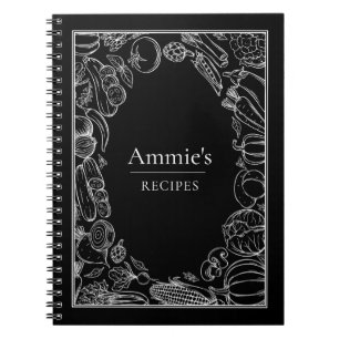 Caderno Espiral Receitas Personalizadas Ilustração de Legumes