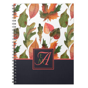 Caderno Espiral Recém-casados do Casamento outono de outono monogr