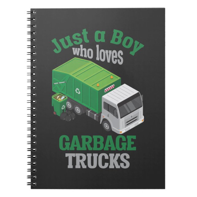 Caderno Espiral Reciclagem Legal de Garbage Truck amando Boy Toddl (Frente)