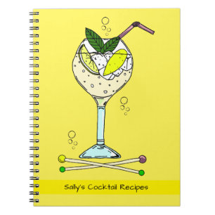 Caderno Espiral Recipiente do coquetel Vidro Gin Drinker Cocktail