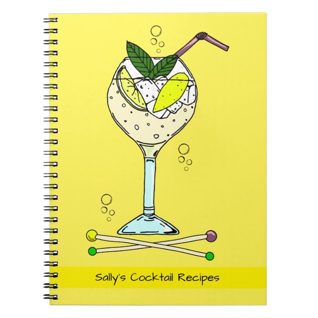 Caderno Espiral Recipiente do coquetel Vidro Gin Drinker Cocktail (Frente)