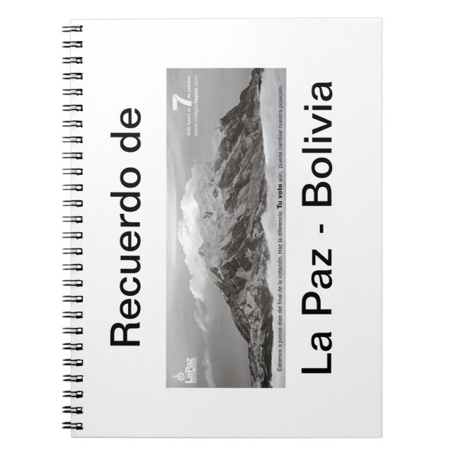 Caderno Espiral recuerdo de Las Paz (Frente)