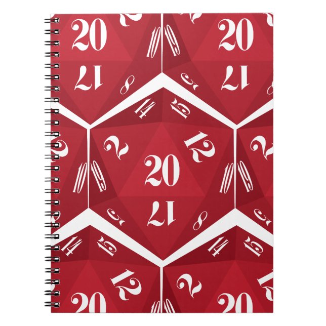 Caderno Espiral Red-20-Sided-Dice-Pattern (Frente)