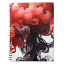 Caderno Espiral Red and Black Ink Swirl Abstract Notebook