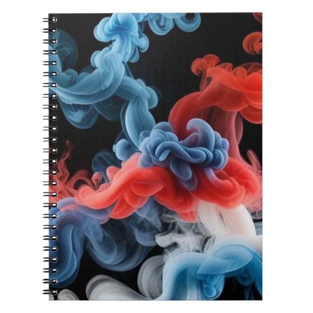 Caderno Espiral Red and Blue Ink Cloud Abstract Notebook (Frente)