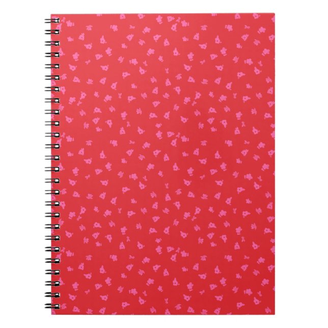 Caderno Espiral Red and Pink Flirty Ditsy Floral Plain Notebook (Frente)