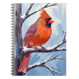 Caderno Espiral Red Cardinal Winter Watercolor