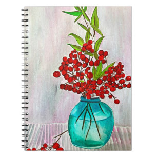 Caderno Espiral Red Christmas Berries — aquarela