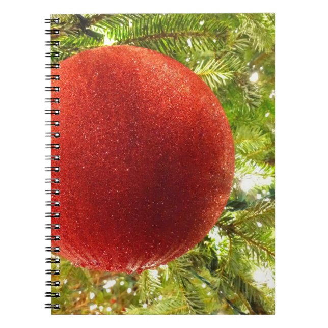 Caderno Espiral Red Christmas Ornament Bauble  (Frente)