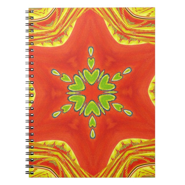 Caderno Espiral Red Dourada Mandala Art Impressão (Frente)