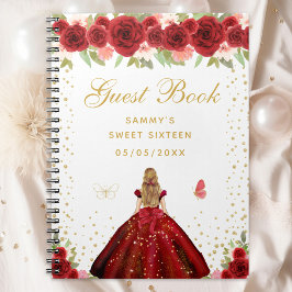 Caderno Espiral Red Floral Blonde Hair Princess Sweet