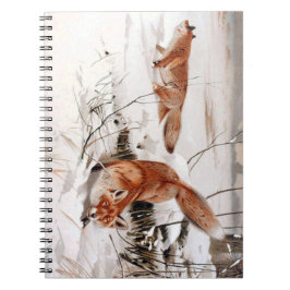 Caderno Espiral Red Foxes in Snow at Winter (by Wilhelm Kuhnert)
