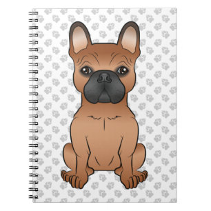 Caderno Espiral Red French Buldog / Frenchie Cartoon Dog & Paws