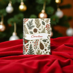 Caderno Espiral Red Green Pine e Berry Holiday